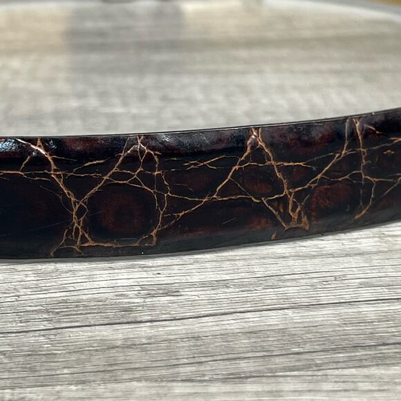 Anne Klein Crocodile Print Italian Leather Belt Old Money Aesthetic - Picture 3 of 6